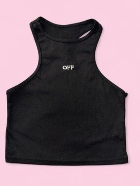 Off-White Black Ribbed Crop Tank Top
